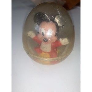 Vintage Arco Baby Mickey Mouse 1984 Disney Baby Toy Roly Poly Clear Glitter Egg
